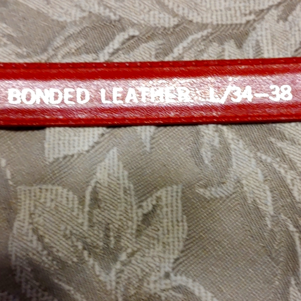 🍒 Lovely Vintage 70's Cherry Red Genuine Bonded Leather & Gold Belt - M/L - Picture 14 of 16